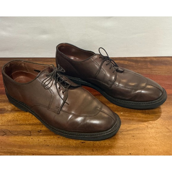 Allen Edmonds Leeds Plain-Toe Blucher 1609 10.5 EEE Brown Leather Rubber Sole